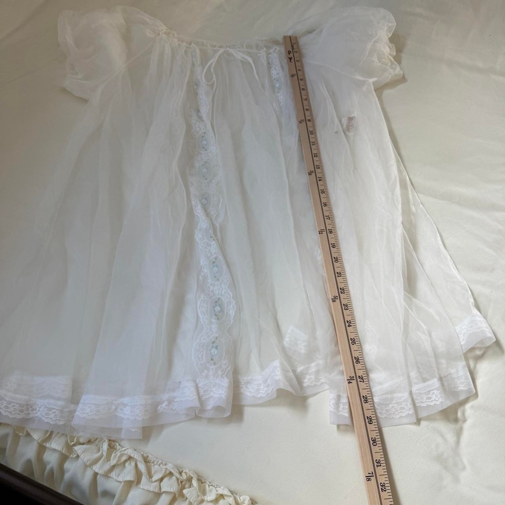 White Bridal Peignoir  70s Miss Elaine medium white peignoir robe - Picture 3 of 6